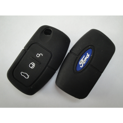Чехол силиконовый для выкидного ключа Ford 3-кн (Mondeo) черный