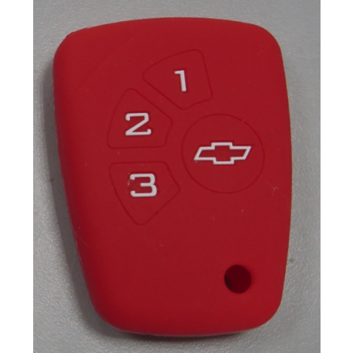 Чехол силиконовый для смарт-ключа Chevrolet 3-кн красный