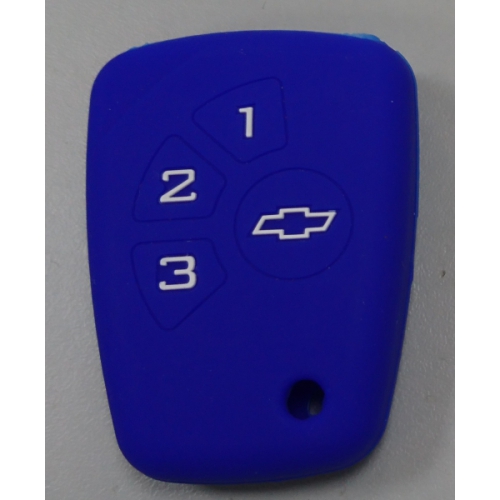Чехол силиконовый для смарт-ключа Chevrolet 3-кн синий