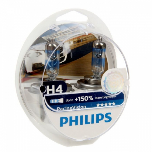 Лампа PHILIPS H4 (12342RVSX) Racing Vision + 150 (кмп)