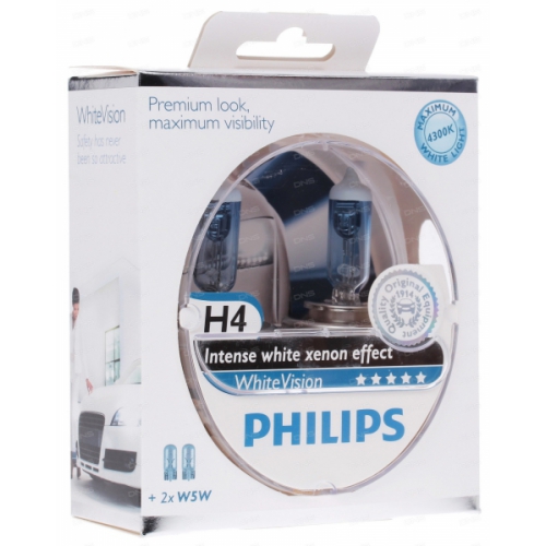 Лампа PHILIPS H4 (12342WHVSM) White Vision (кмп)